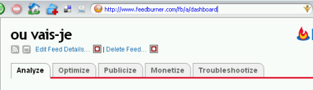 panneau de configuration feedburner